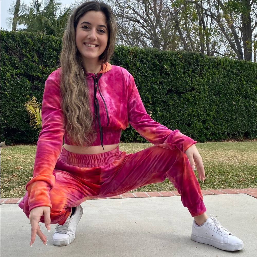 Happy Zip Up Tie Dye Sweat Two Piece Set